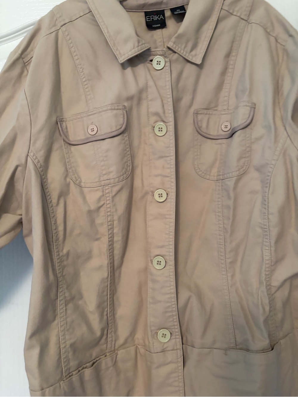 Erika Light Beige Button-Front Utility Blazer